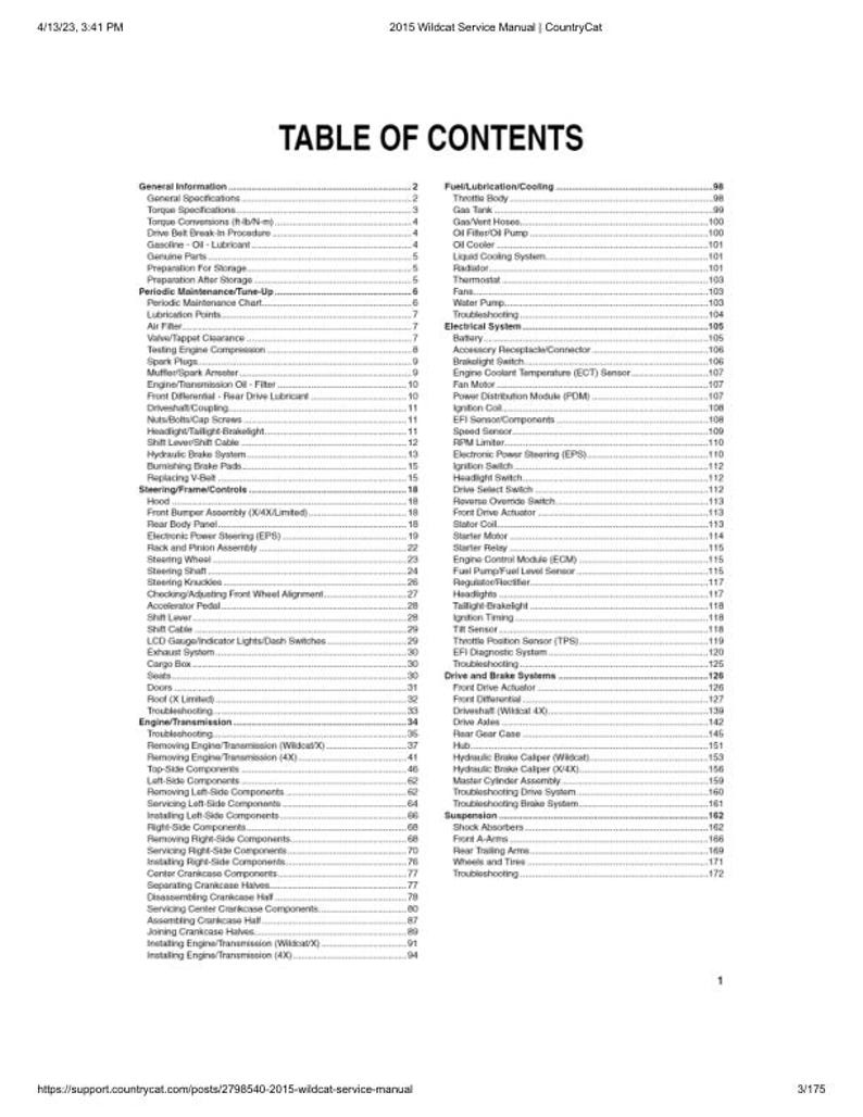 2015 Arctic Cat Wildcat Service Manual service manual preview page 3