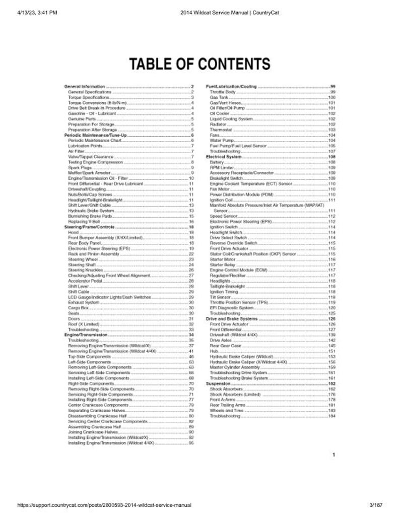2014 Arctic Cat Wildcat X 4 4X Service Manual service manual preview page 3
