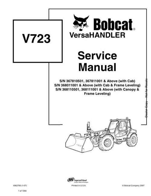 Bobcat VersaHandler V723 Service Manual service manual preview page 2