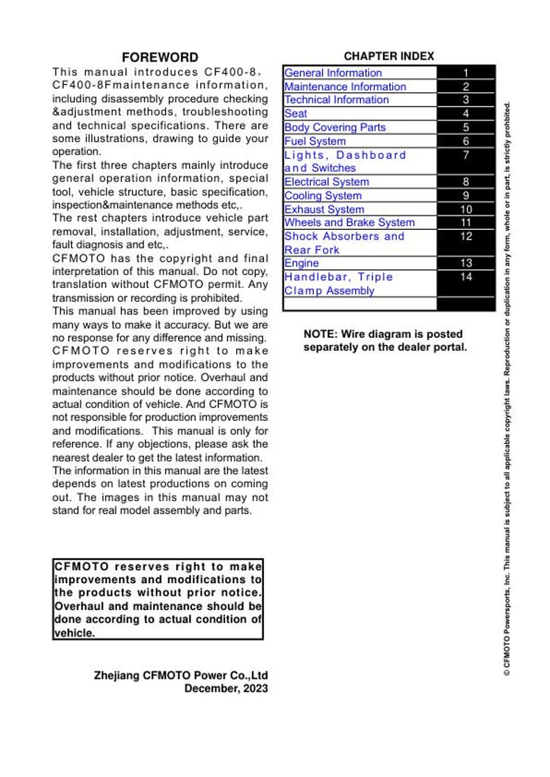 CFMOTO IBEX 450 Service Repair Manual service manual preview page 3
