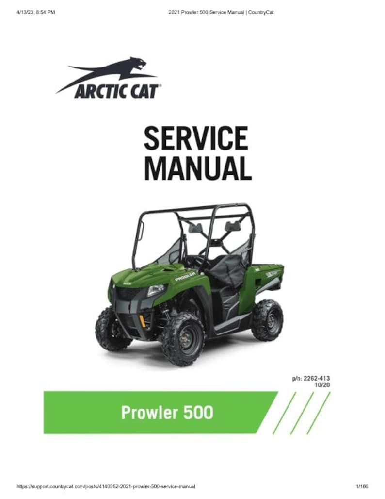 2021 Arctic Cat Prowler 500 Service Manual service manual preview page 2