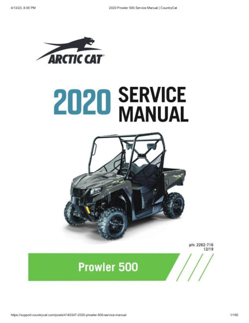 2020 Arctic Cat Prowler 500 Service Manual service manual preview page 2