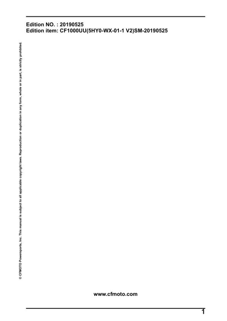 CFMOTO UFORCE U10 1000 Service Manual service manual preview page 2