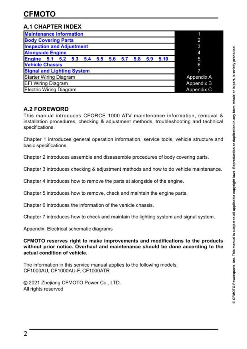 CFMOTO CFORCE 1000 Service Repair Manual service manual preview page 3
