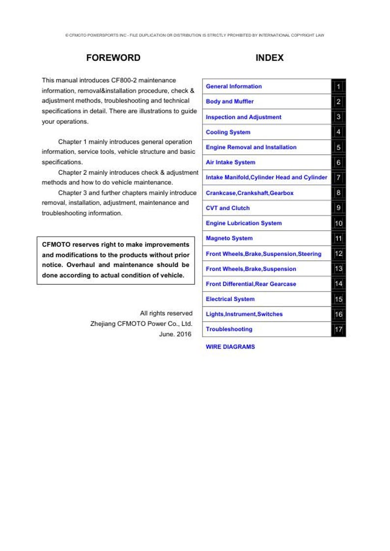 CFMOTO CFORCE CF800-2 Service Repair Manual service manual preview page 3