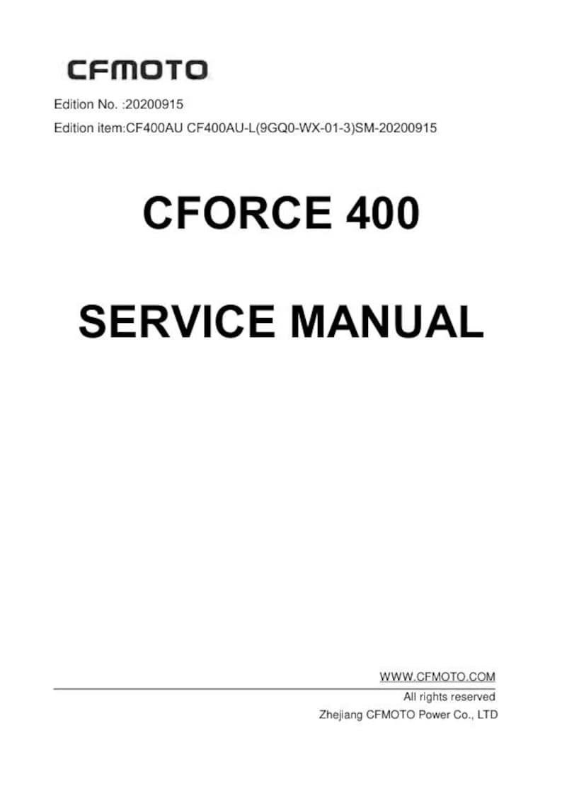 CFMOTO CFORCE 400 Service Repair Manual service manual preview page 2