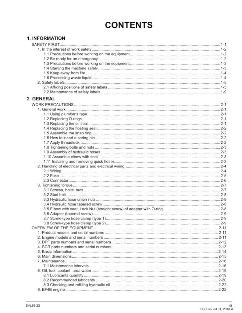 Kubota SVL95 2S Compact Track Loader Service Manual service manual preview page 3