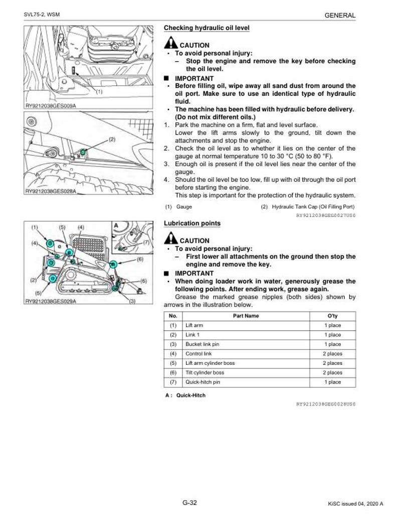 Kubota SVL75 2 Compact Track Loader Service Manual service manual preview page 3