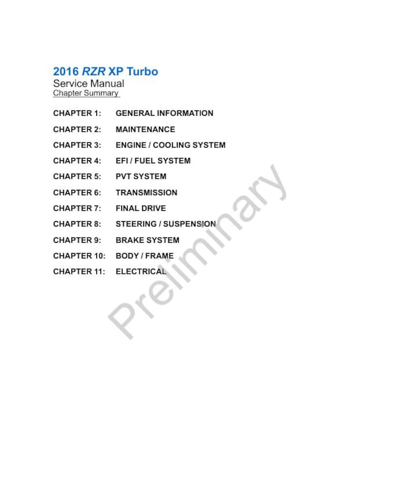 2016-2020 Polaris RZR XP Turbo Service Manual service manual preview page 3