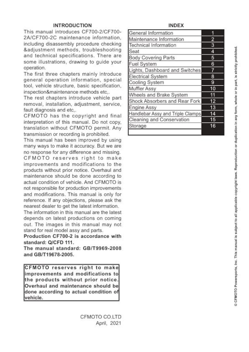 CFMOTO 700 CL-X Sport Service Manual service manual preview page 3