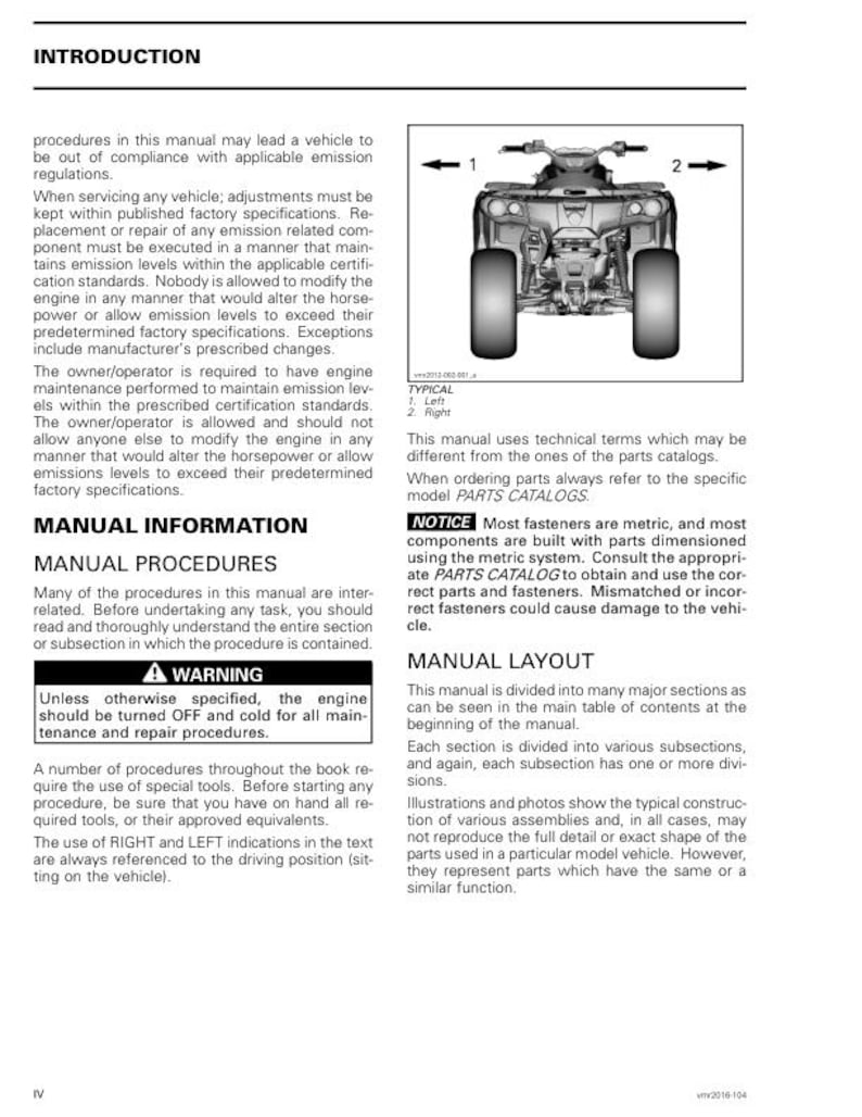 Can Am Outlander 570, 650 & 850 Standard Series Service Manual service manual preview page 5