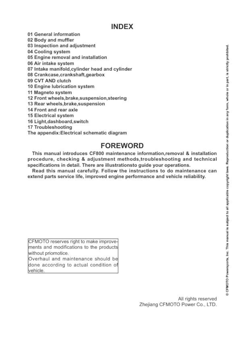CFMOTO ZFORCE 800 Ex Service Repair Manual service manual preview page 3