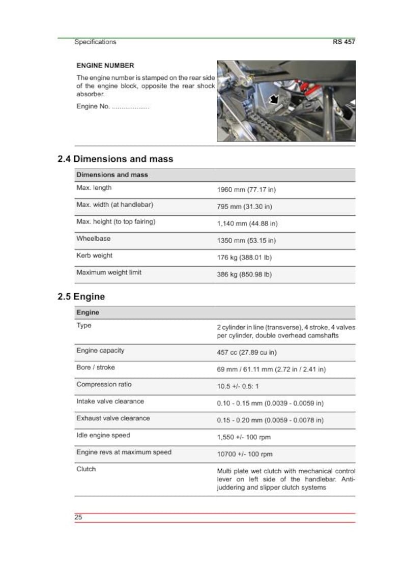 Aprilia RS 457 Service Manual service manual preview page 3