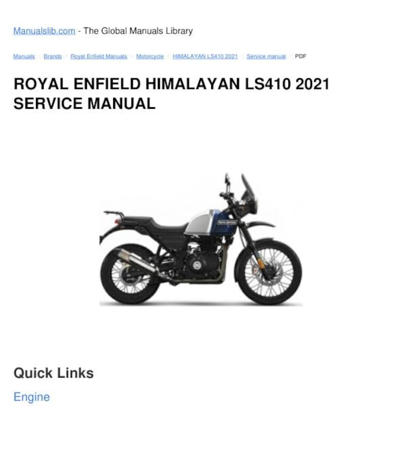 Royal Enfield Himalayan LS410 Service Manual service manual preview page 2