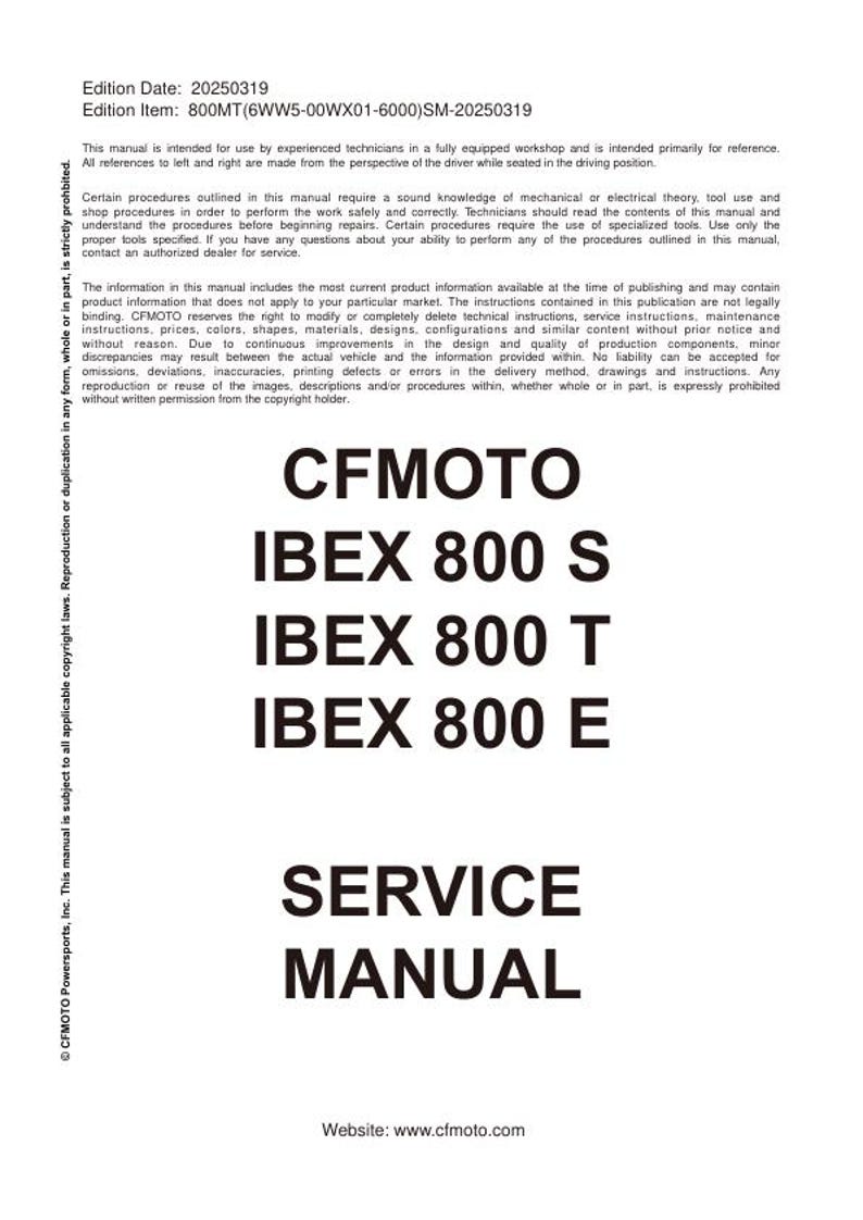 CFMOTO IBEX 800S service manual preview page 2