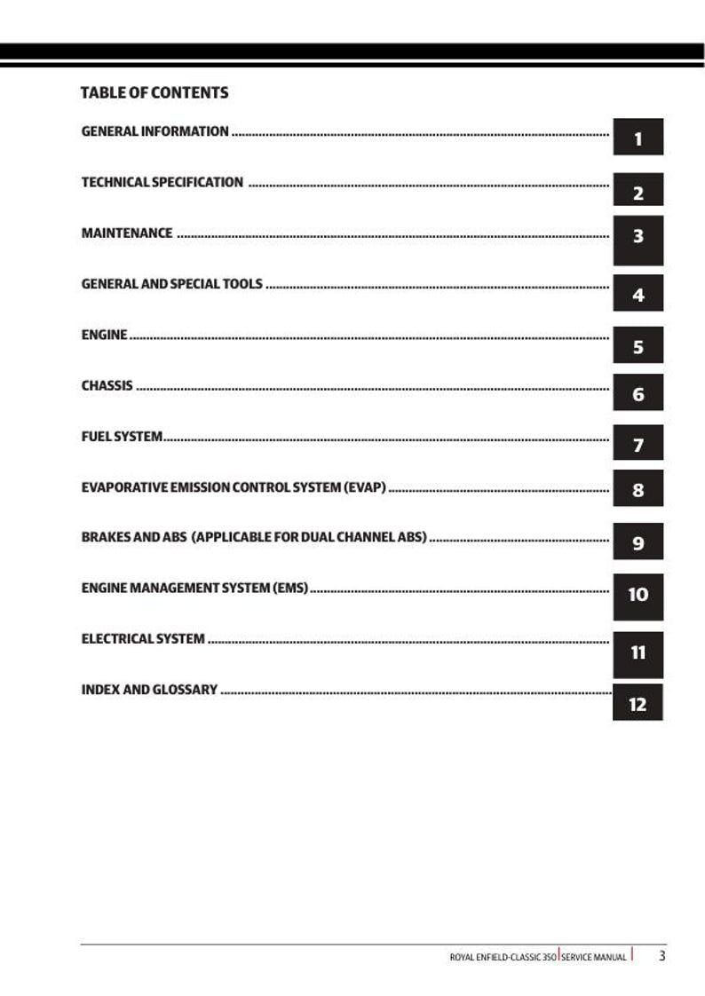 Royal Enfield Classic 350 Service Manual service manual preview page 3