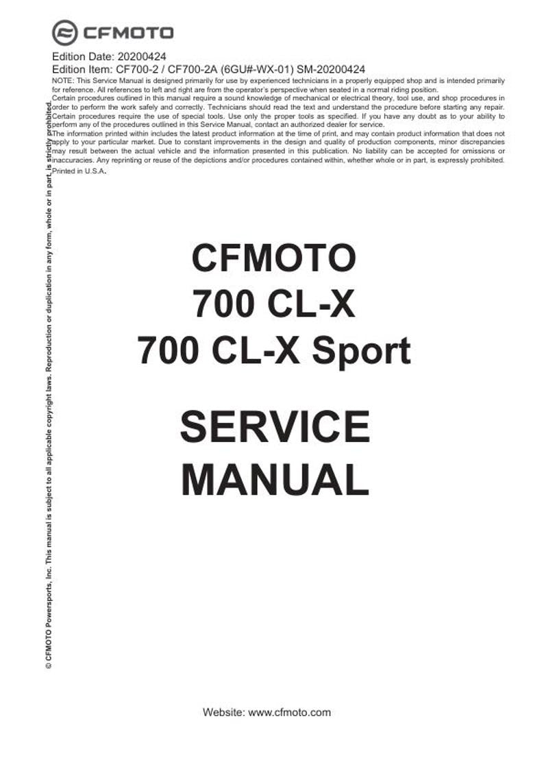 CFMOTO 700 CL-X Sport Service Manual service manual preview page 2