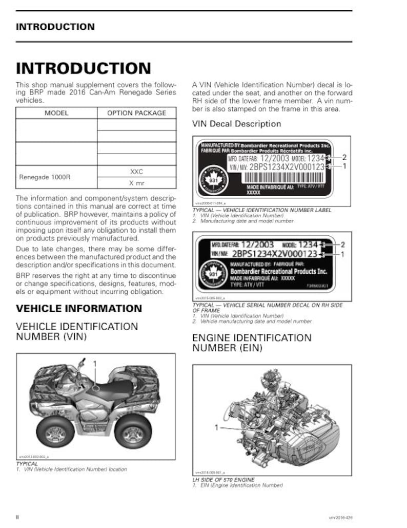 Can Am Renegade 1000R XXC XMR Service Manual service manual preview page 2