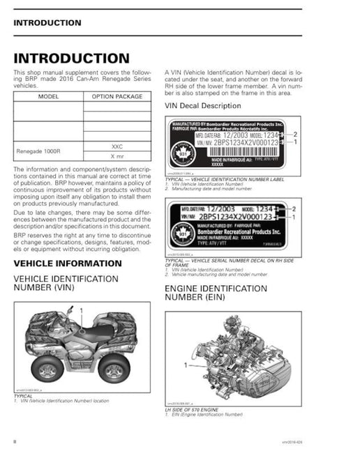 Can Am Renegade 1000R XXC XMR Service Manual service manual preview page 2
