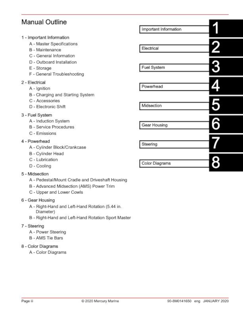 Mercury Racing 450R Outboard Service Manual service manual preview page 3