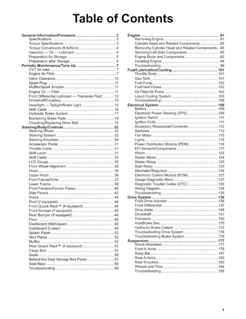 Tracker Offroad 800 SX UTV Service Manual service manual preview page 4
