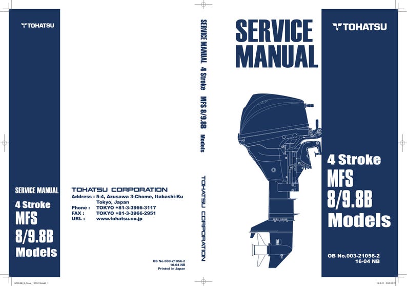 Tohatsu MFS 8 9.8B Service Manual 2016-2020 Outboard Motor service manual preview page 2