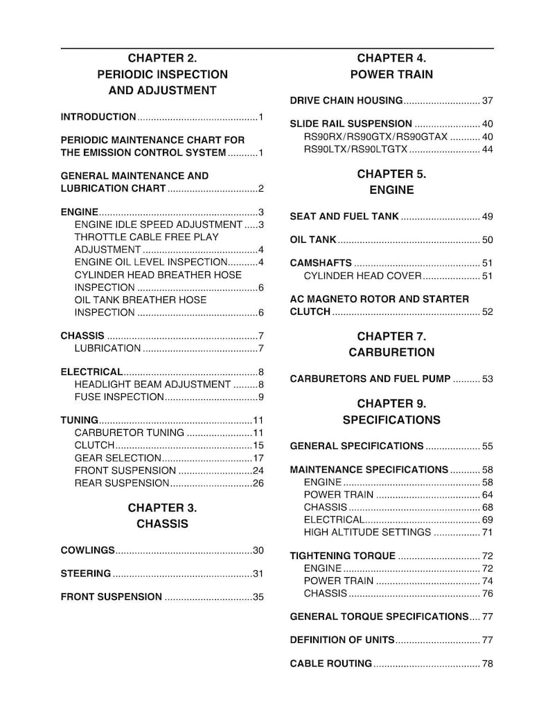 Yamaha RS Vector RS90 Snowmobile Service Manual service manual preview page 6