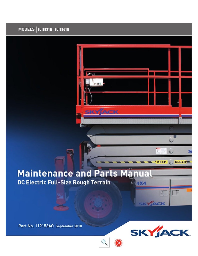 Skyjack SJ 8831E 8841E Scissor Lift Maintenance & Parts Manual service manual preview page 2