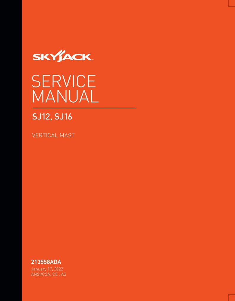 Skyjack SJ12 SJ16 Vertical Mast Service Manual 2022-2026 MEWP service manual preview page 2