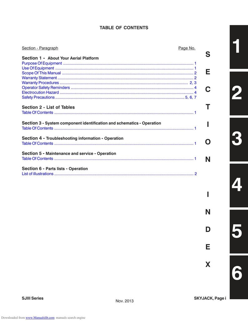 Skyjack SJIII Series Scissor Lift Service Manual service manual preview page 4
