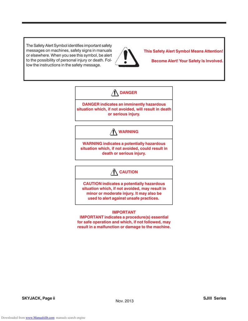 Skyjack SJIII Series Scissor Lift Service Manual service manual preview page 5