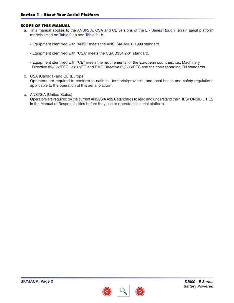 Skyjack SJ 8831E 8841E Scissor Lift Maintenance & Parts Manual service manual preview page 6