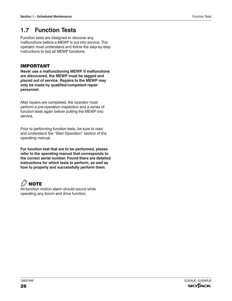 Skyjack SJ30AJE SJ30ARJE Articulating Boom Service Manual 2018-2022 service manual preview page 5
