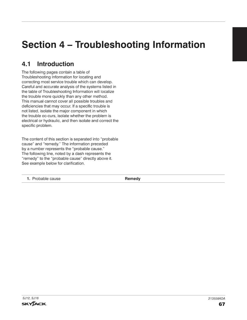 Skyjack SJ12 SJ16 Vertical Mast Service Manual 2022-2026 MEWP service manual preview page 8