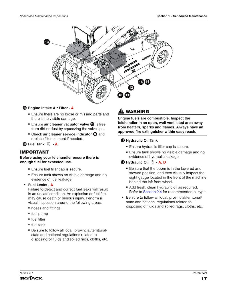 Skyjack SJ519 TH Telehandler Service Manual service manual preview page 3