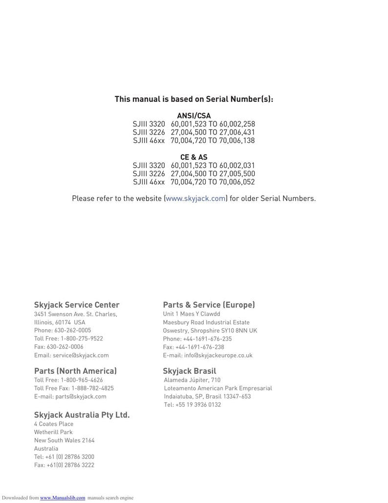 Skyjack SJIII Conventional Series Service Manual 2018-2022 Scissor Lift service manual preview page 3