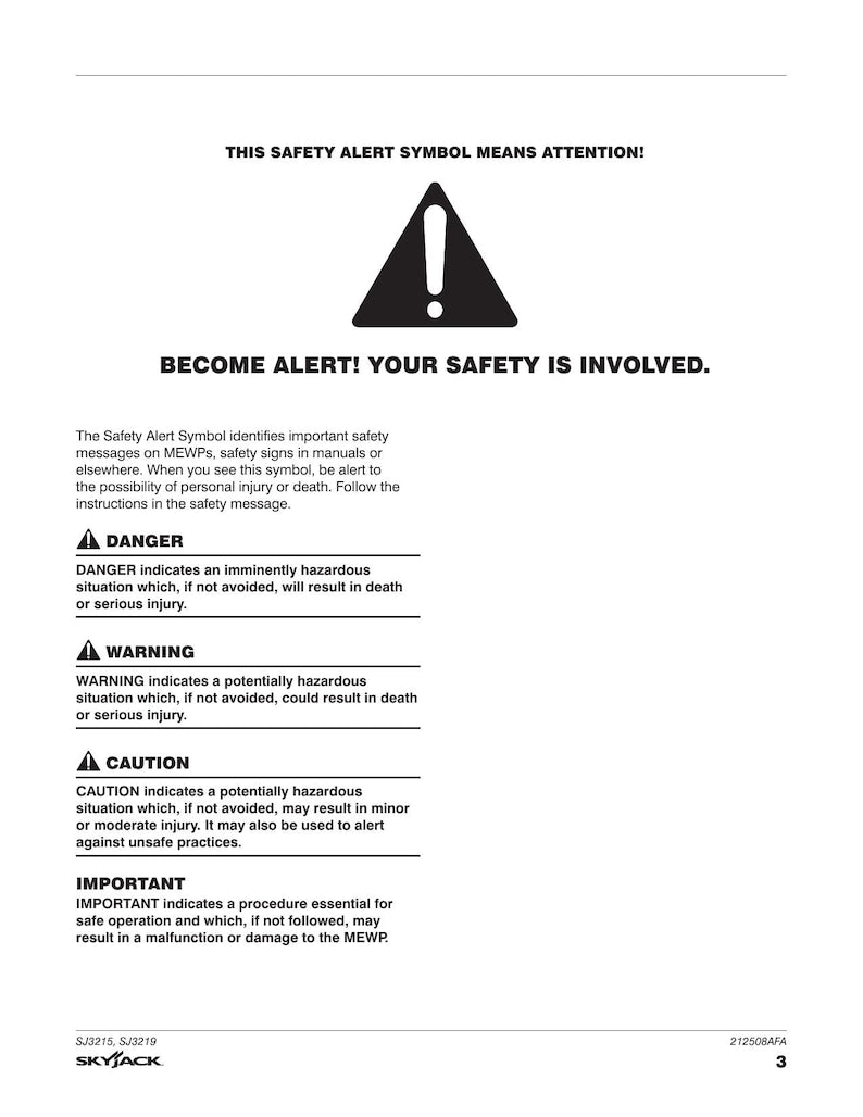 Skyjack SJ3215 SJ3219 Scissor Lift Service Manual 2023-2027 service manual preview page 7