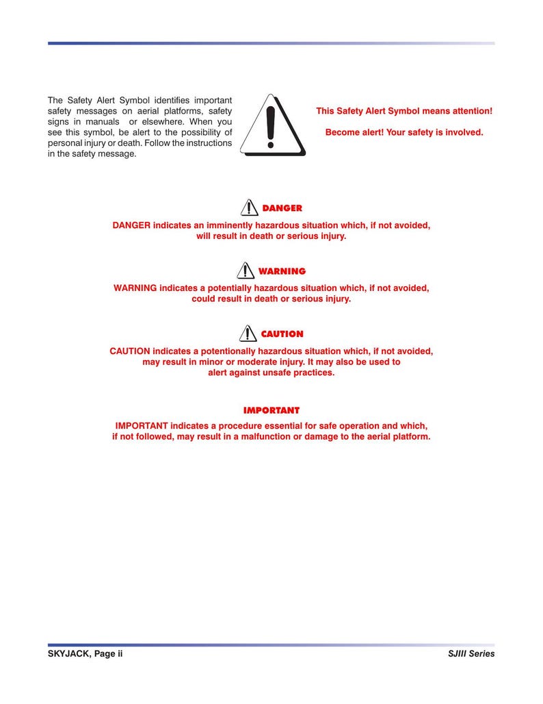 Skyjack SJIII Series Scissor Lift Service Manual service manual preview page 5