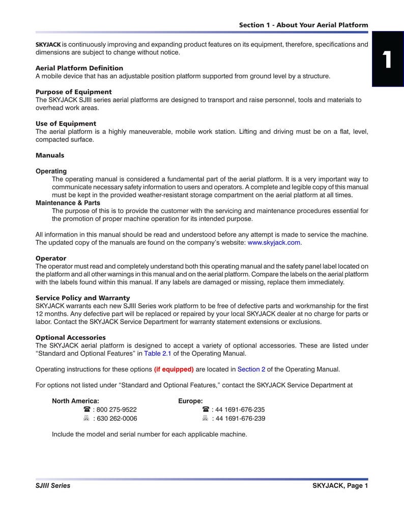 Skyjack SJIII Series Scissor Lift Service Manual service manual preview page 6