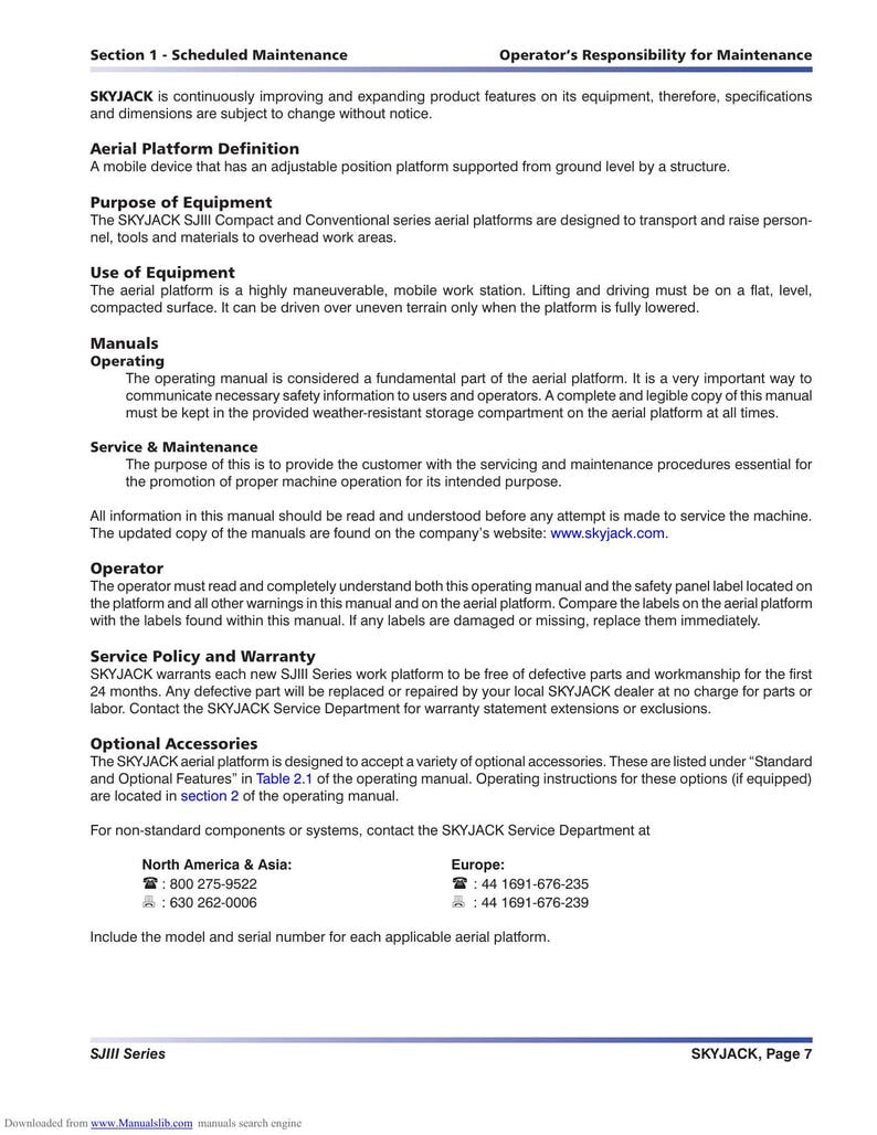Skyjack SJIII Conventional Series Service Manual 2018-2022 Scissor Lift service manual preview page 7