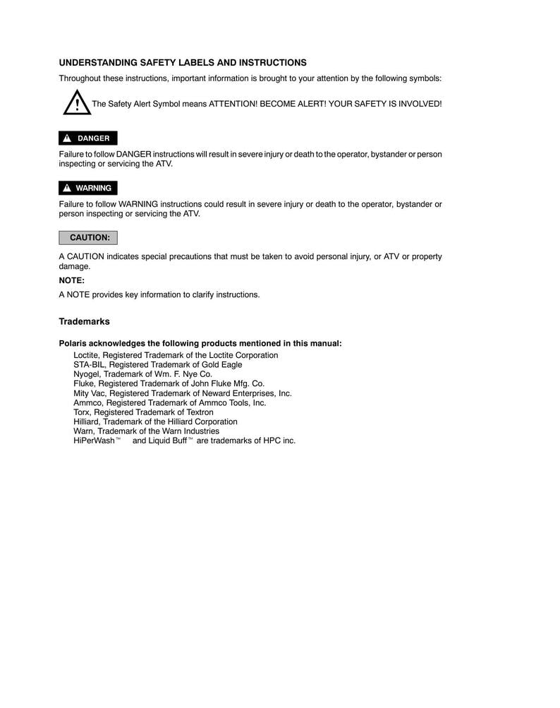 Polaris Sportsman 700 800 EFI Service Manual 2005-2009 ATV service manual preview page 4