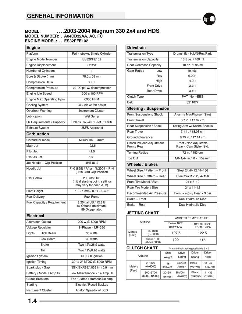 Polaris Magnum 330 Service Manual service manual preview page 6