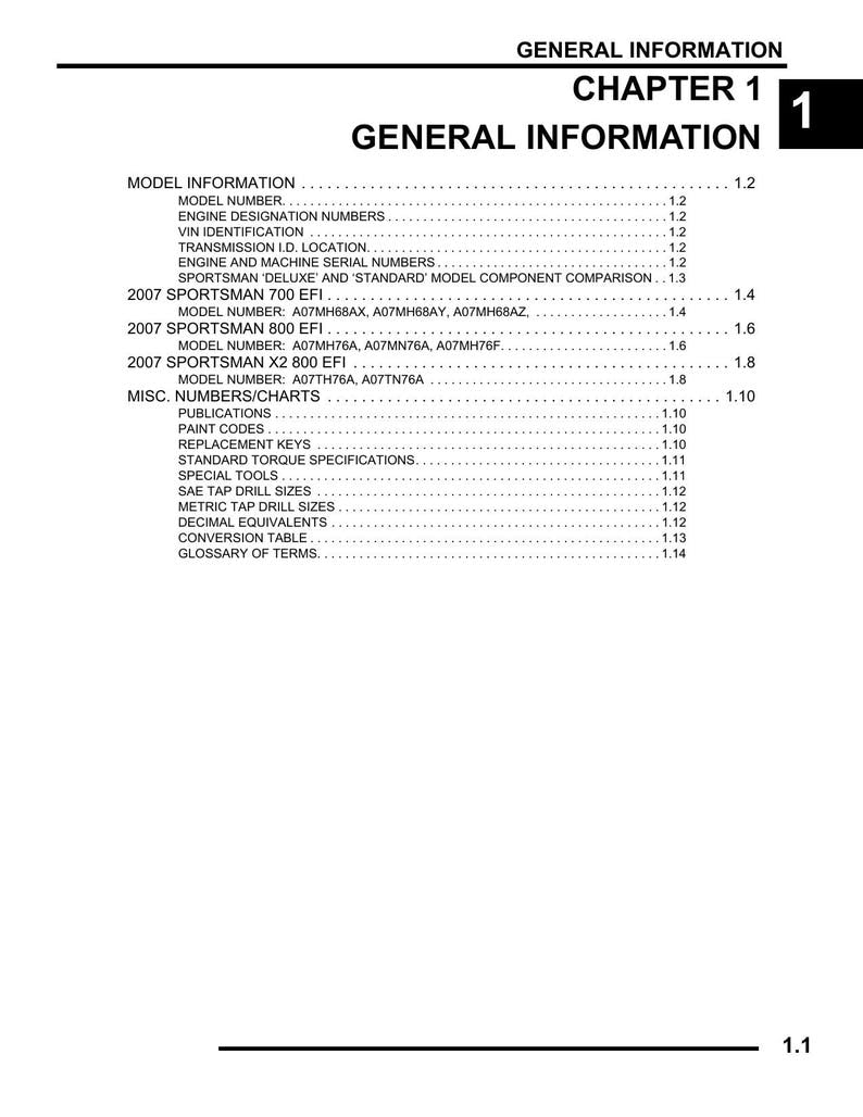 Polaris Sportsman 700 800 X2 EFI Service Manual 2007-2011 ATV service manual preview page 4