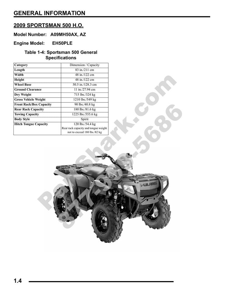 Polaris Sportsman 500 Service Manual 2009-2013 ATV Repair service manual preview page 5