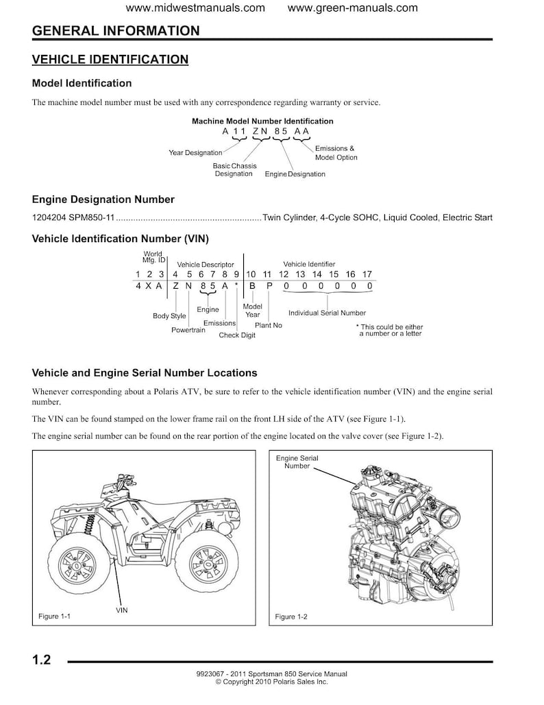 Polaris Sportsman 850 Service Manual 2011-2015 ATV XP X2 Touring service manual preview page 3