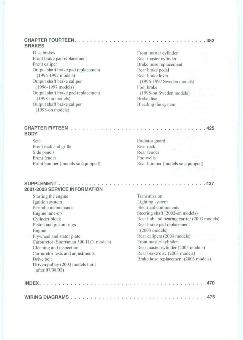 Polaris Sportsman Xplorer 500 Service Manual service manual preview page 9