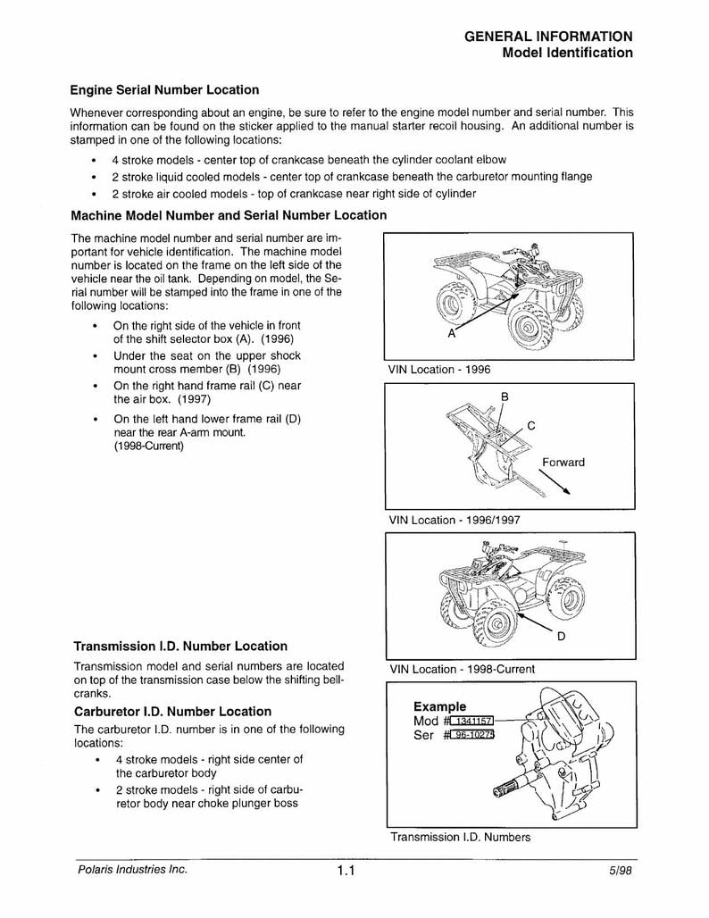 Polaris ATVs Service Manual service manual preview page 7