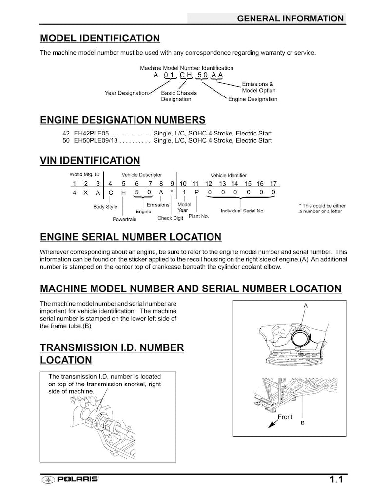 Polaris Sportsman 400 500 Service Manual 2001-2005 ATV service manual preview page 4