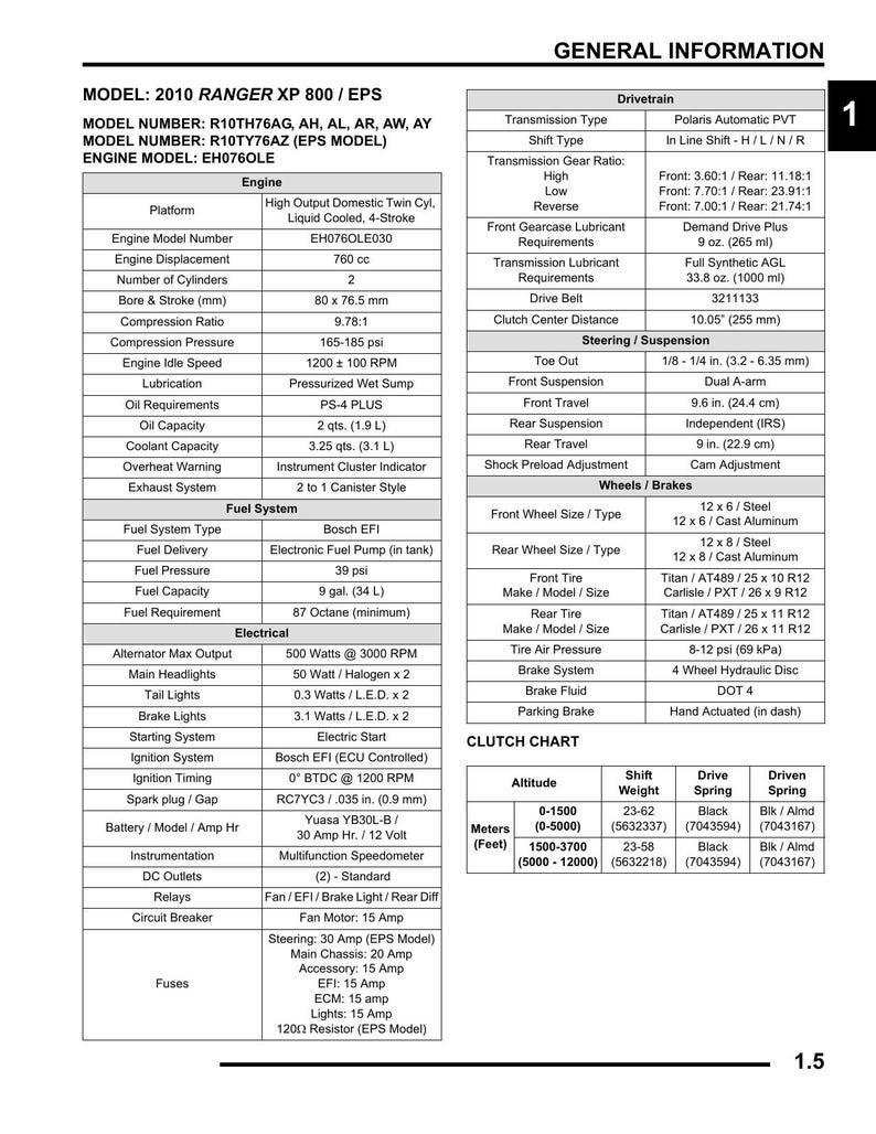 Polaris Ranger 800 Service Manual 2010-2014 XP HD Crew 6x6 UTV service manual preview page 6