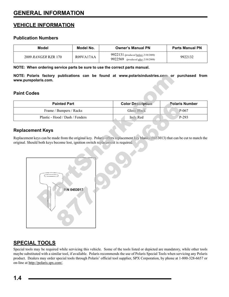 Polaris RZR 170 Service Manual service manual preview page 5